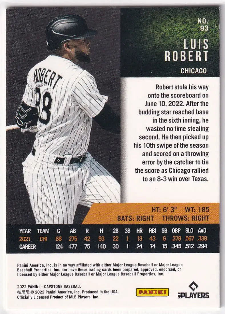2022 CAPSTONE #93 LUIS ROBERT GOLD- CHICAGO WHITE SOX - Baseball Card Single