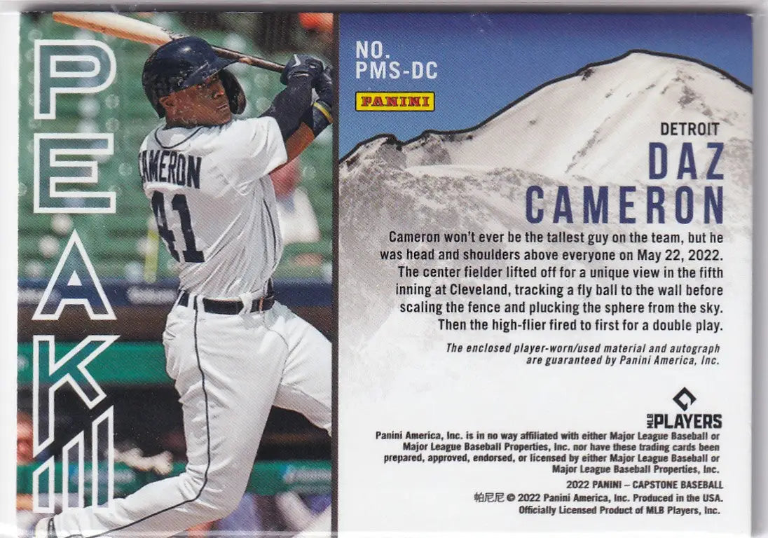 2022 CAPSTONE #PMS-DC DAZ CAMERON PATCH AUTO- DETROIT TIGERS