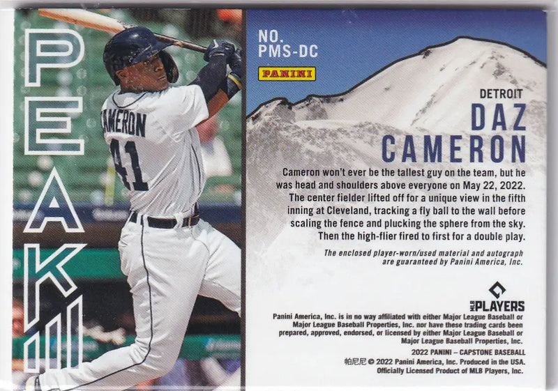 2022 CAPSTONE #PMS-DC DAZ CAMERON PATCH AUTO- DETROIT TIGERS