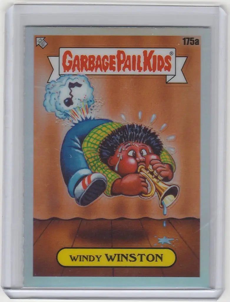 Windy Winston character on 2022 Chrome Garbage Pail Kids GPK Series 5 Refractor card