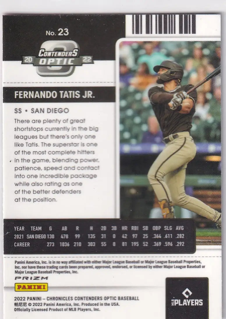 2022 CONTENDERS OPTIC #23 FERNANDO TATIS JR PINK HYPER TICKET- SAN DIEGO PADRES - Baseball Card Single