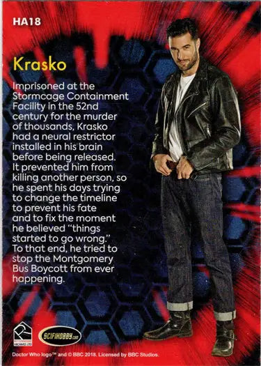 Trading card insert card HA18 featuring Krasko from Doctor Who Allies & Adversaries