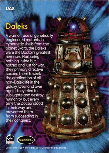 Dalek trading card from 2022 Doctor Who Series 11 & 12 Insert Card UA8 collectible
