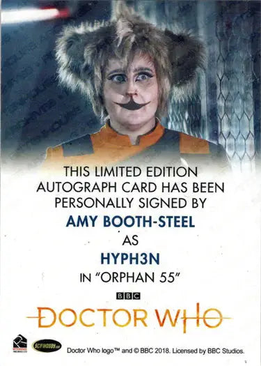 2022 Doctor Who Amy Booth-Steel autograph card hyph3n collectible memorabilia