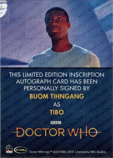 Autographed Buom Tihngang Inscription Card from 2022 Doctor Who Series 11 & 12