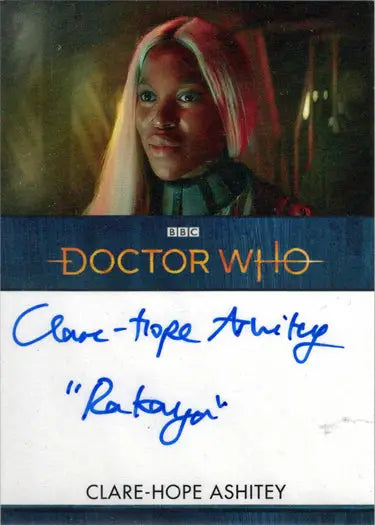 Signed Doctor Who 2022 Clare-Hope Ashitey Autograph Inscription Card for collectors