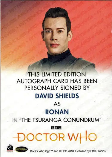 David Shields Autograph Card from 2022 Doctor Who Series 11 & 12 Full Bleed Autograph Card