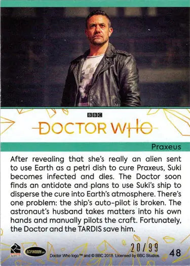 Doctor Who 2022 Gold Parallel Card 48 Praxeus with gold foil parallel design for collectors