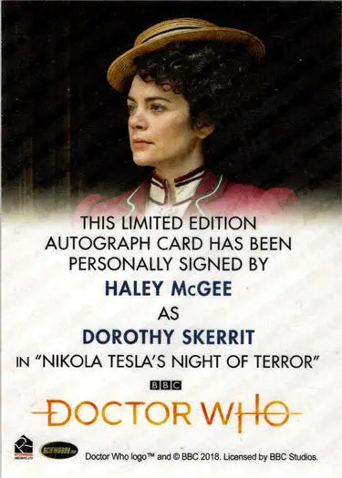 Haley McGee Full Bleed Autograph Card from 2022 Doctor Who Series 11 & 12
