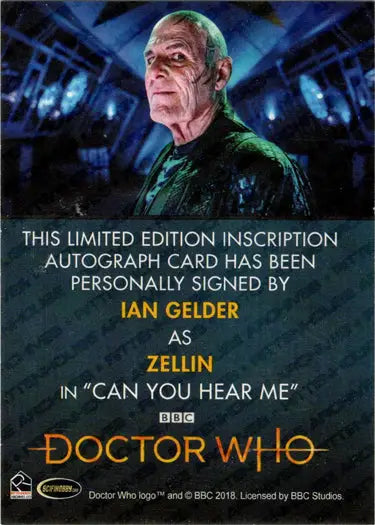 Ian Gelder Autograph Inscription Card from 2022 Doctor Who Series 11 & 12 collection