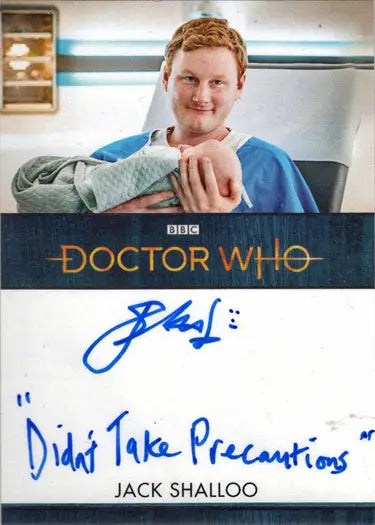 Signed Jack Shalloo autograph inscription card from 2022 Doctor Who Series 11 & 12