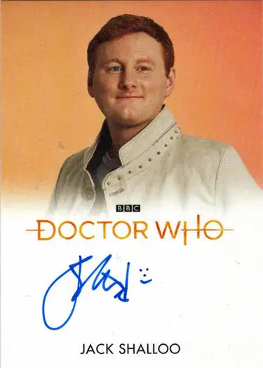 Signed Jack Shalloo Autograph Card from 2022 Doctor Who Series 11 & 12 Full Bleed Autograph Card