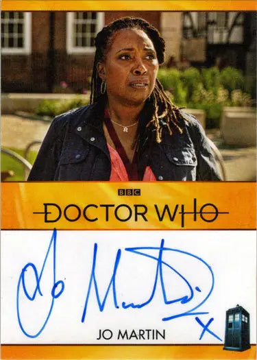 Jo Martin autographed Doctor Who bordered autograph card from Series 11 & 12