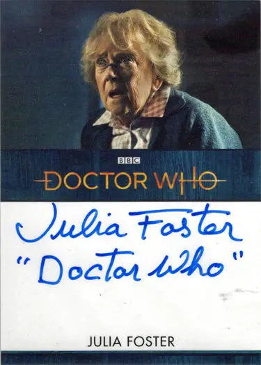 Signed Julia Foster Autograph Inscription Card from 2022 Doctor Who Series 11 & 12