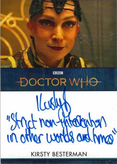 Signed Kirsty Besterman Autograph Inscription Card from 2022 Doctor Who Series 11 & 12