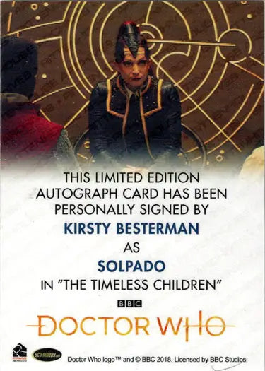 Autographed Kirsty Besterman Full Bleed Autograph Card from Doctor Who series
