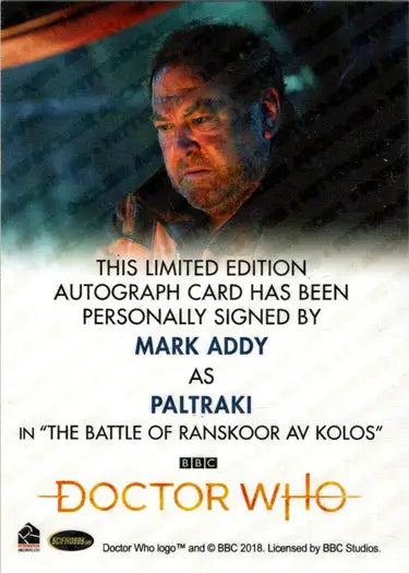 Mark Addy Full Bleed Autograph Card from 2022 Doctor Who Series 11 & 12