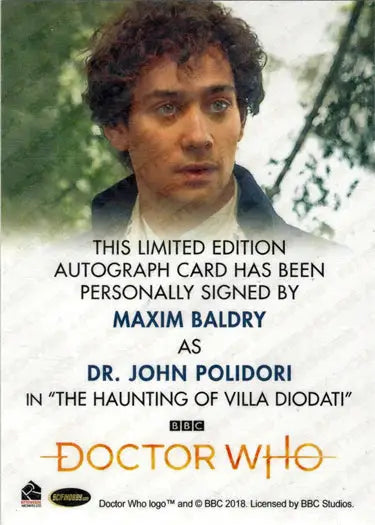 Maxim Baldry autograph card from 2022 Doctor Who trading cards series 11 & 12