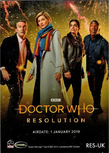 Doctor Who Resolution DVD cover featured on 2022 Doctor Who Year Special poster card