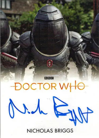 Doctor Who Sontaran trading card featuring Nicholas Briggs autograph card design