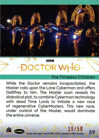 2022 Doctor Who Orange Foil Parallel Card 59 The Timeless limited edition /50