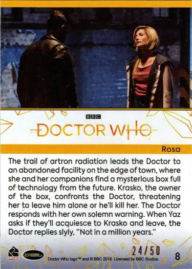 Doctor Who trading card featuring Rosa from the 2022 Red Parallel Hobby Edition series