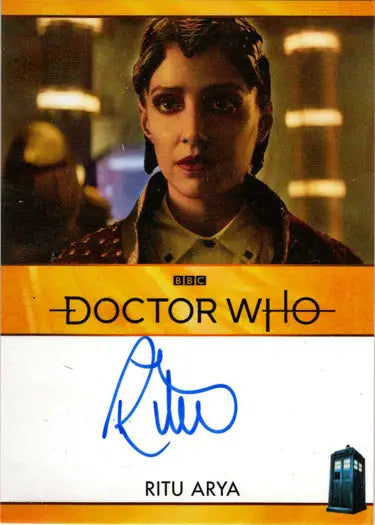 Signed Ritu Arya Bordered Autograph Card from 2022 Doctor Who Series 11 & 12