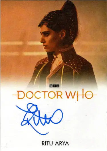 Signed Ritu Arya Autograph Card from 2022 Doctor Who Bleed Autograph Card Series