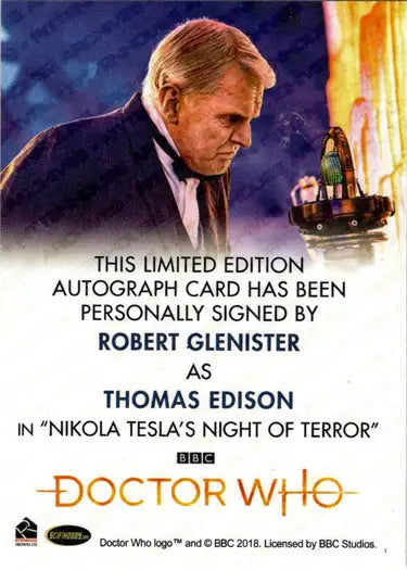 Robert Glenister autograph card from 2022 Doctor Who Series 11 & 12 bleed autograph card