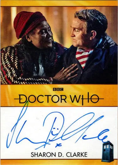 Signed Clarke Bordered Autograph card from 2022 Doctor Who Series 11 & 12 collection