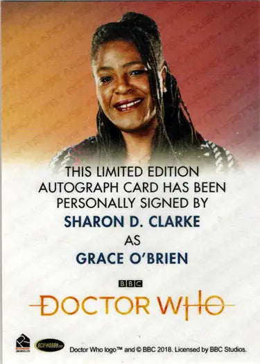 Sharon D. Clarke Full Bleed Autograph Card from 2022 Doctor Who Series 11 & 12