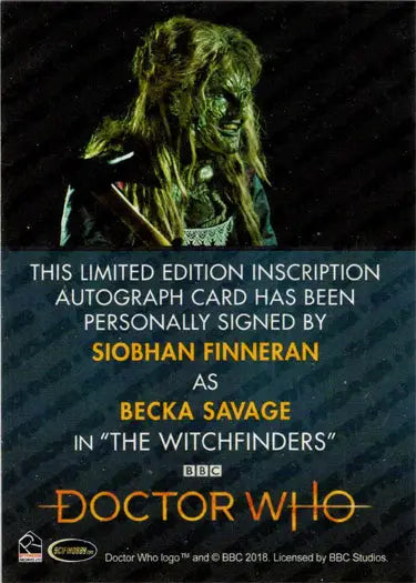 Siobhan Finneran autograph inscription card from 2022 Doctor Who Series 11 & 12