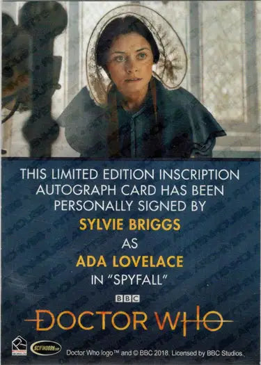 Sylvie Briggs autograph card from 2022 Doctor Who Series 11 & 12 Inscription Card
