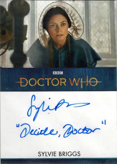 Signed Sylvie Briggs autograph inscription card from 2022 Doctor Who Series 11 & 12