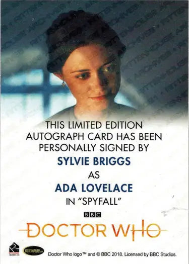 Sylvie Briggs Full Bleed Autograph Card from the 2022 Doctor Who Series 11 & 12