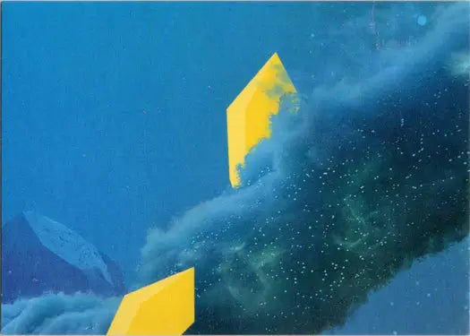 Abstract yellow geometric shapes on the 2022 Doctor Who TARDIS Puzzle Insert Card