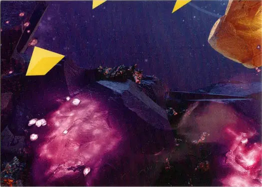 Abstract cosmic landscape on 2022 Doctor Who puzzle insert card T7