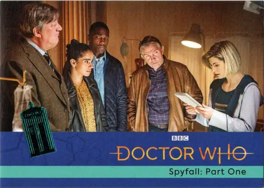 Doctor Who Spyfall Part One promotional image on teal parallel card 32 /99