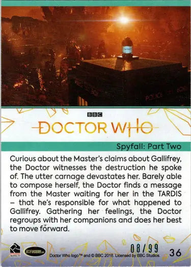 Doctor Who trading card from 2022 Series 11 & 12 teal parallel card display
