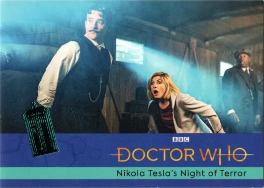 2022 Doctor Who Teal Parallel Card featuring Nikola Tesla’s Night episode cover