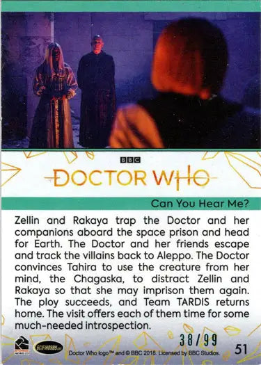 2022 Doctor Who teal parallel card 51 Can You Hear Me? edition teal foil /99