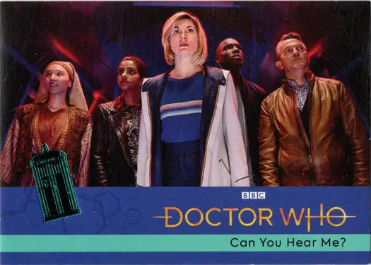 Doctor Who promotional image featuring 2022 Teal Parallel Card edition teal foil