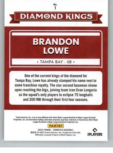 2022 Donruss Brandon Lowe Diamond Kings baseball card with original gloss