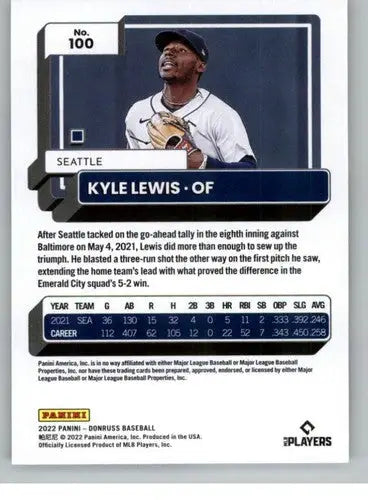 Kyle Lewis baseball card with original gloss 2022 Donruss NM-MT Mariners ID 42273