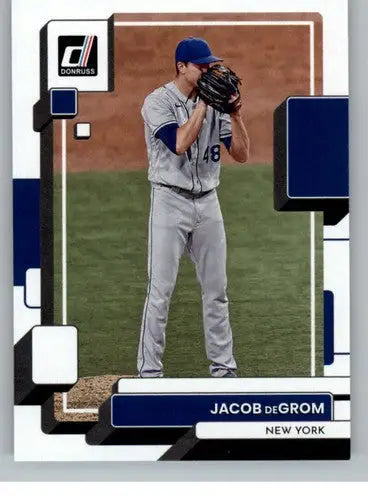 Jacob deGrom baseball card with original gloss, 2022 Donruss NM-MT Mets ID 42368