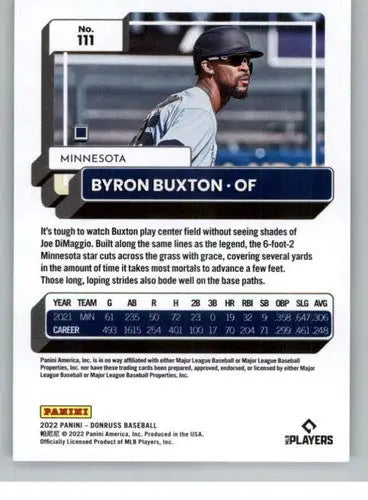 Byron Buxton baseball card with original gloss, 2022 Donruss NM-MT Twins ID:42276