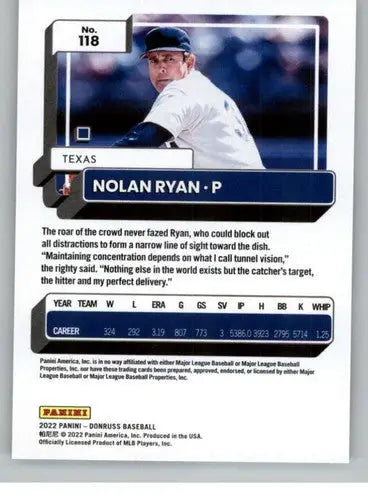 2022 Donruss Nolan Ryan baseball card with original gloss, NM-MT condition