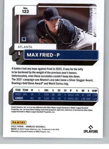 2022 Donruss #122 Max Fried NM-MT Braves ID:45076 - Baseball Card Single