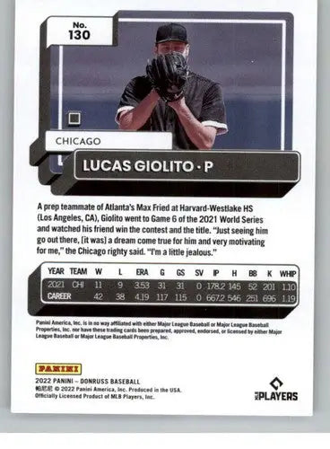 2022 Donruss #130 Lucas Giolito NM-MT White Sox ID:42283 - Baseball Card Single