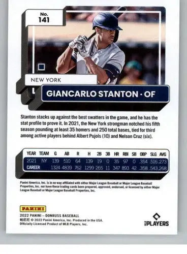 2022 Donruss #141 Giancarlo Stanton NM-MT Yankees ID:45078 - Baseball Card Single
